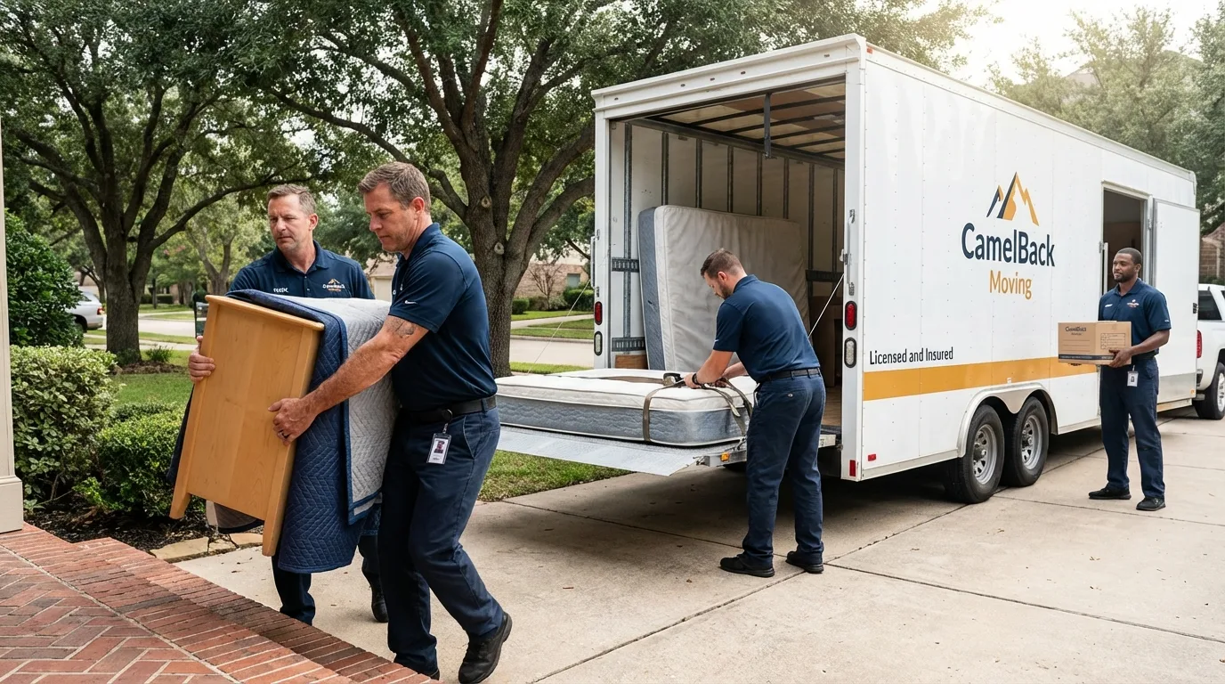 Crew loading residential truck for cross-state move from Buffalo, MO
